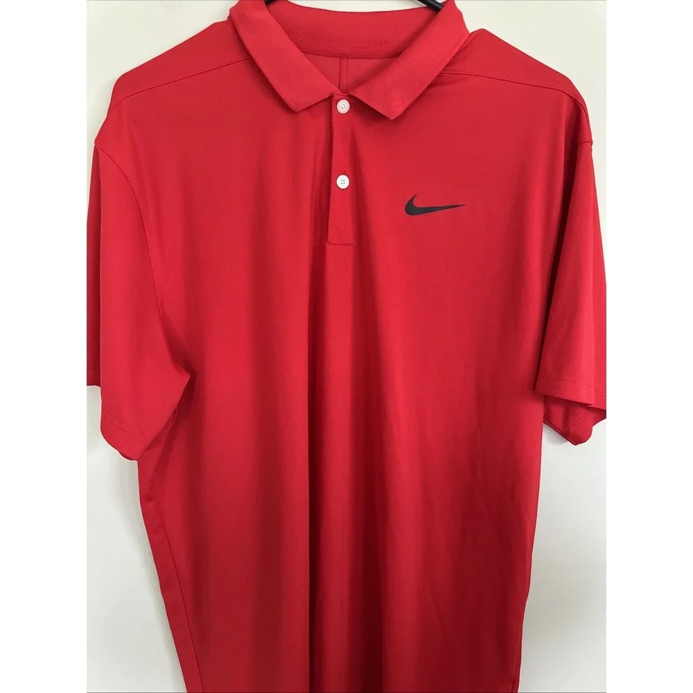 Nike Dri-FIT Standard Fit Men's Red Short Sleeve Golf Polo Shirt Size L